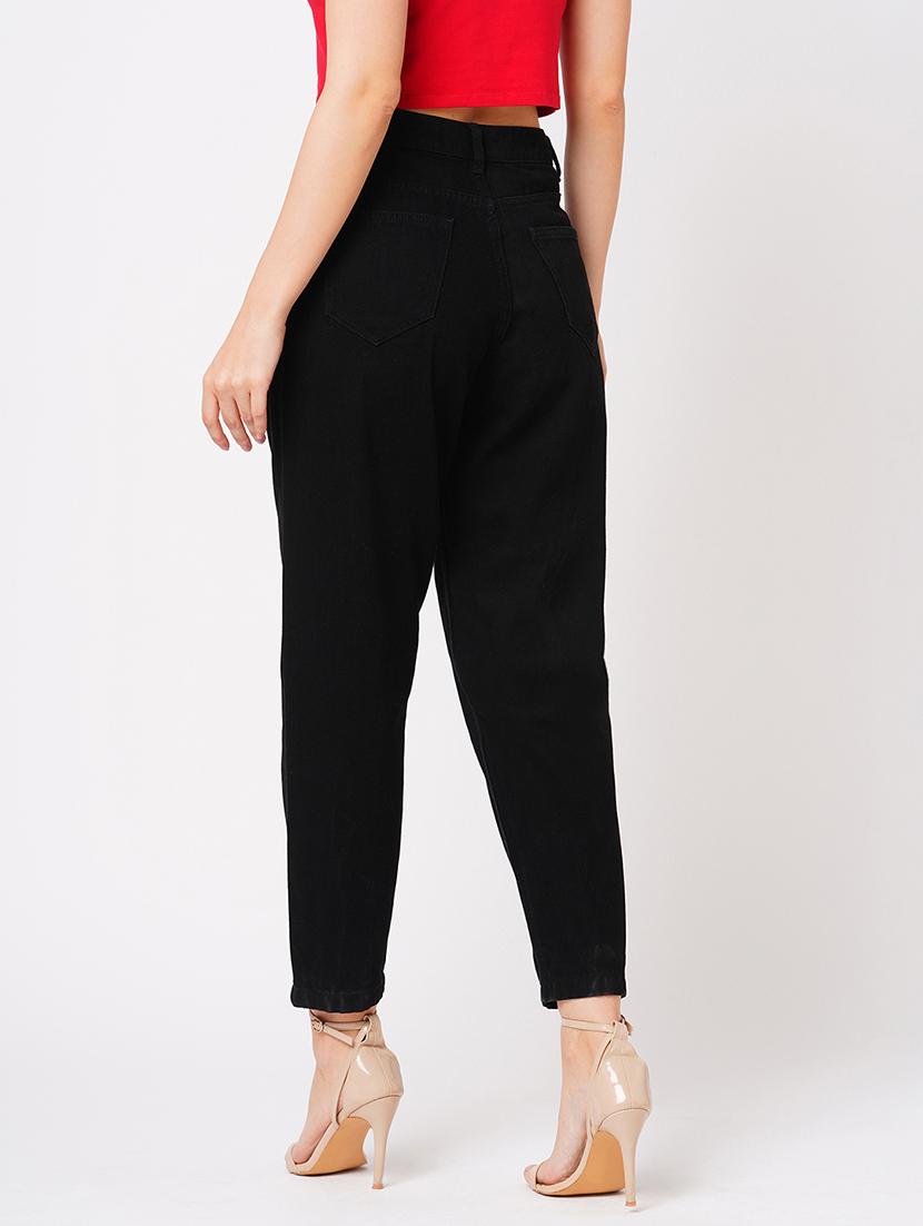 globus women black boyfriend fit mid-rise clean look cotton jeans - 21178364 - Standard Image - 2