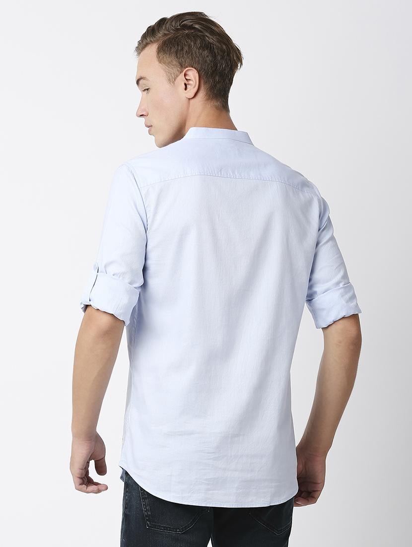 light blue cotton blend casual shirt - 21178402 - Standard Image - 2