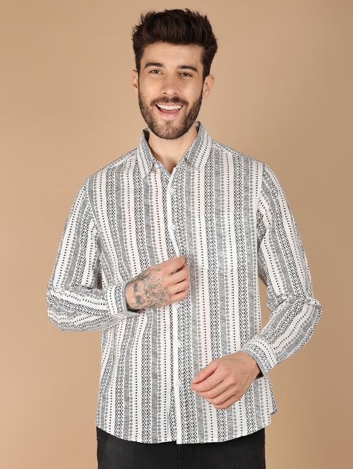 white printed casual shirt - 21178478 - Standard Image - 0