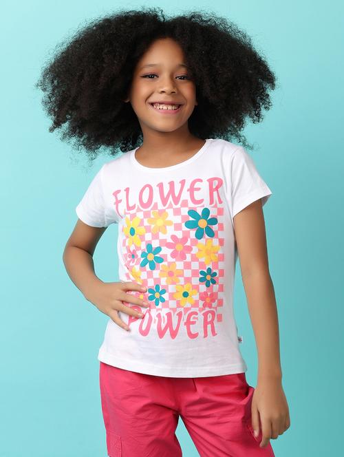 girls white cotton regular tee - 21178504 -  Standard Image - 0
