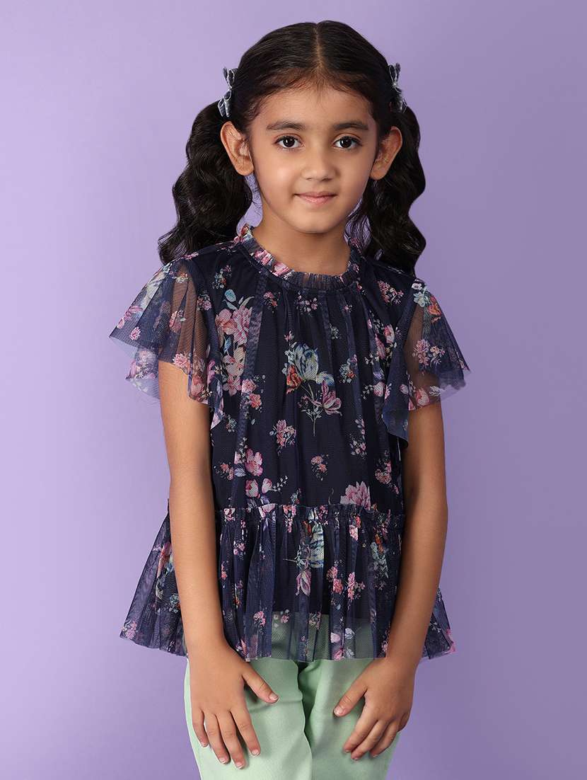 girls navy blue cotton top