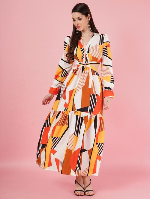 white polyester fit & flare dress - 21179002 - Standard Image - 0