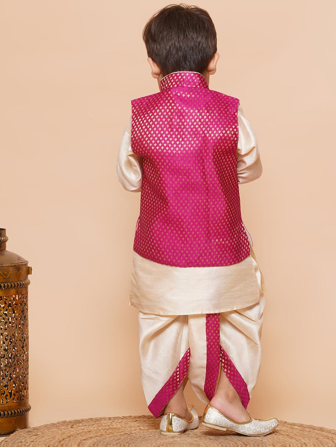 boys silk dhoti kurta with jacket - 21179563 - Standard Image - 2