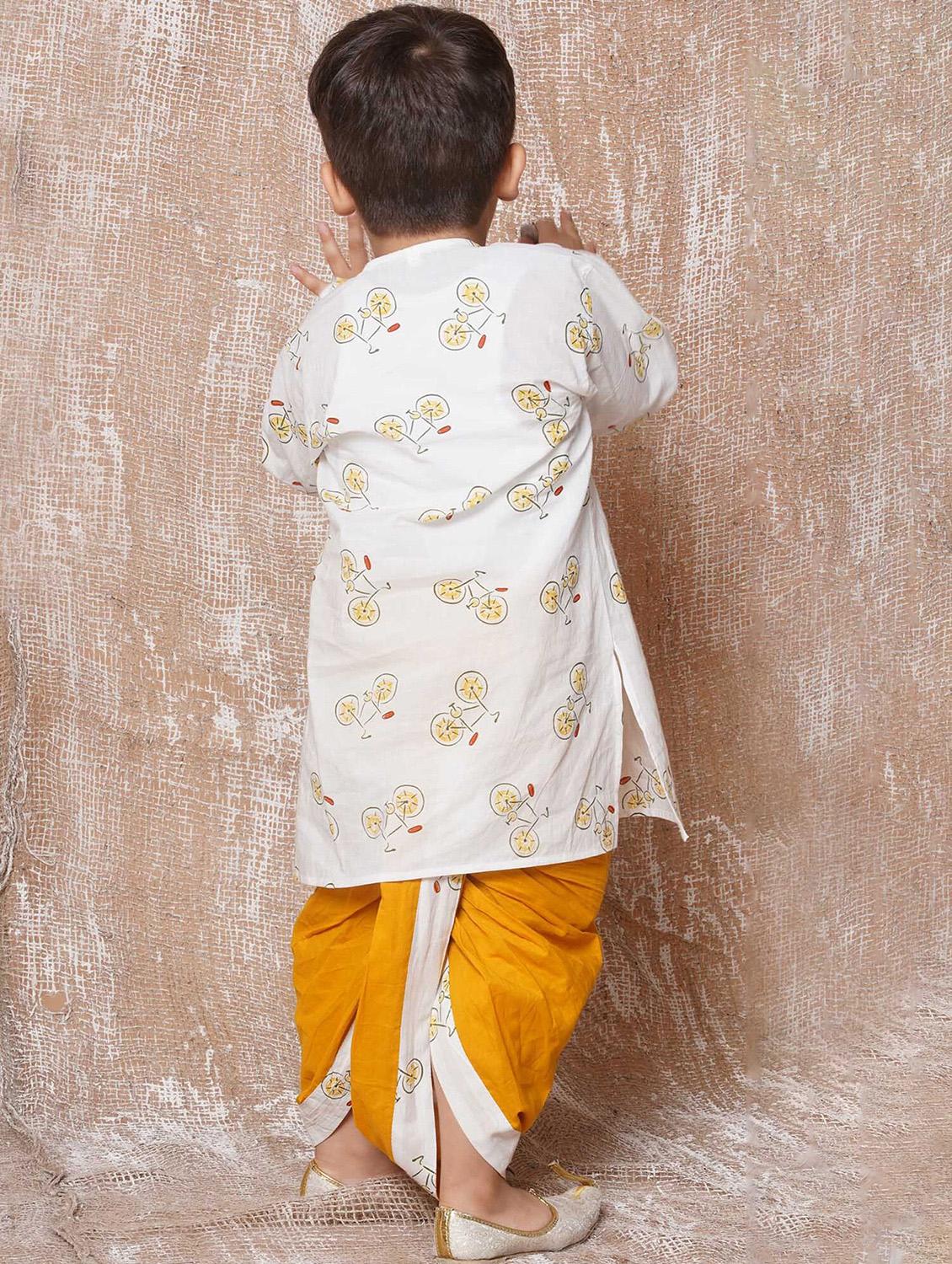 white printed dhoti kurta set - 21179567 - Standard Image - 2