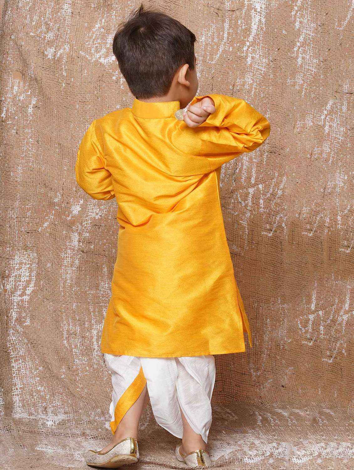yellow solids dhoti kurta set - 21179572 -  Standard Image - 2