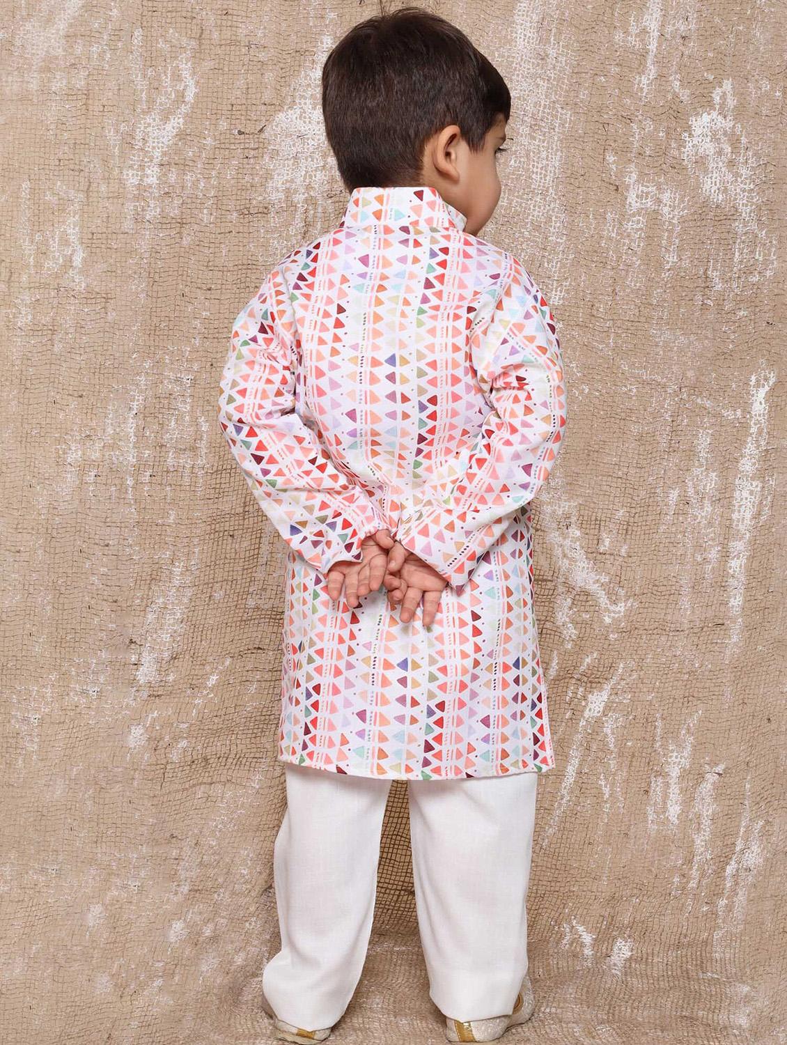 boys printed cotton kurta pajama - 21179593 - Standard Image - 2