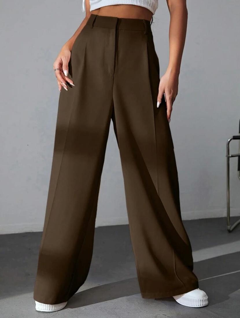  women wide leg high-rise stretchable korean pants