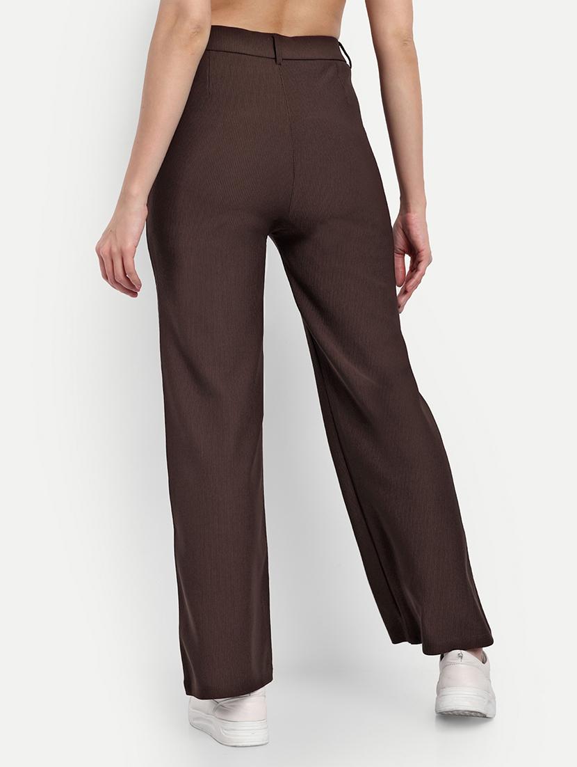 brown cotton wide leg trouser - 21179994 - Standard Image - 2