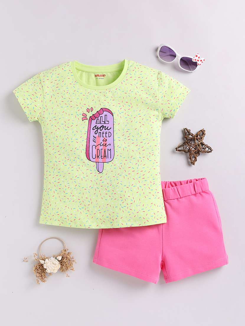 kids printed t-shirt & shorts set 