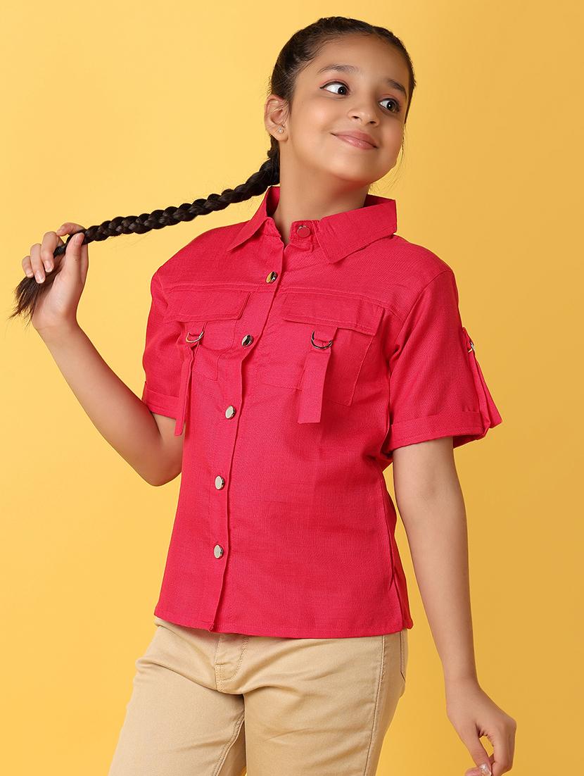 girls short sleeves solid shirt - 21180747 - Standard Image - 2