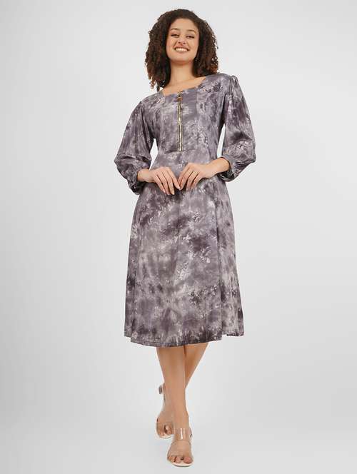 grey rayon a-line dress - 21180881 - Standard Image - 0