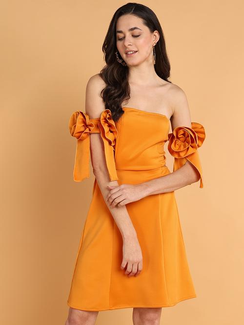 orange polyester aline dress - 21180895 - Standard Image - 0