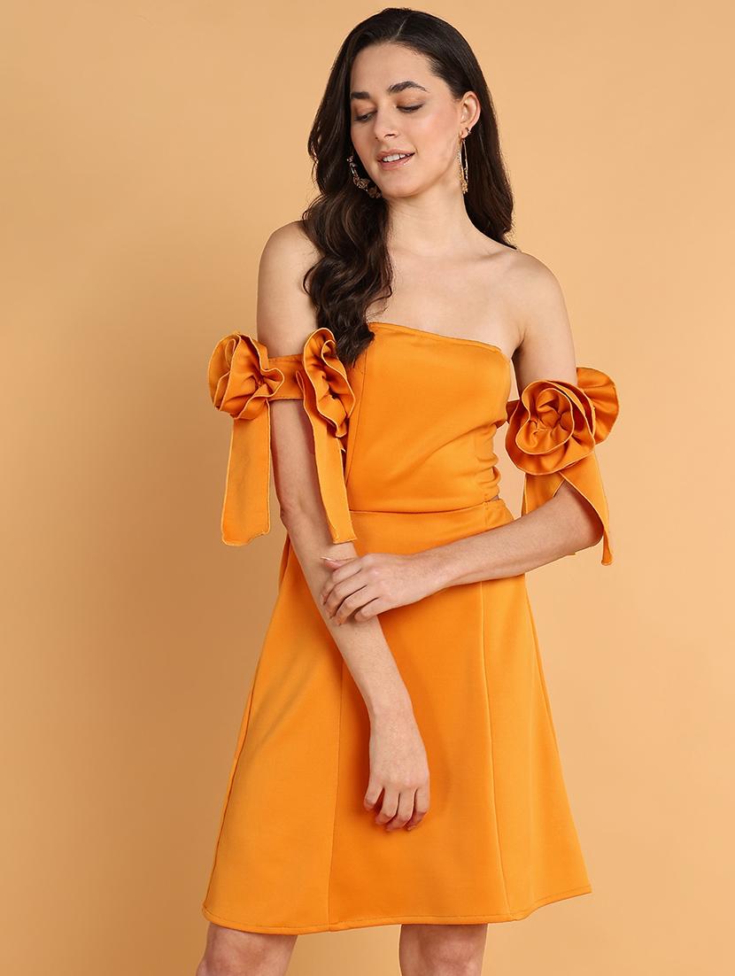 orange polyester aline dress - 21180895 - Zoom Image - 0