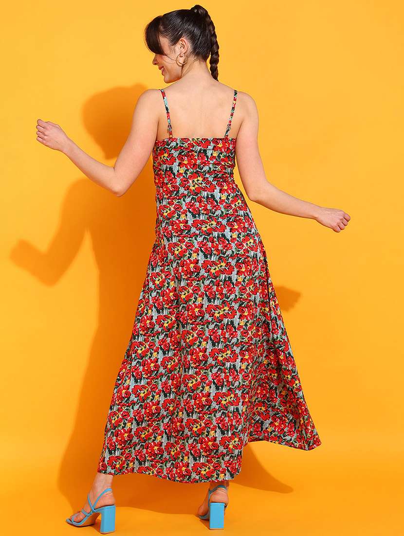 red polyester aline dress - 21180907 -  Standard Image - 2