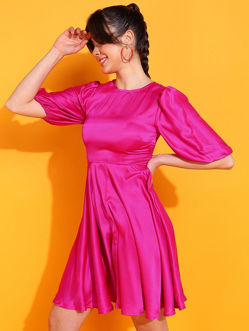 pink polyester aline dress - 21180911 -  Zoom Image - 0