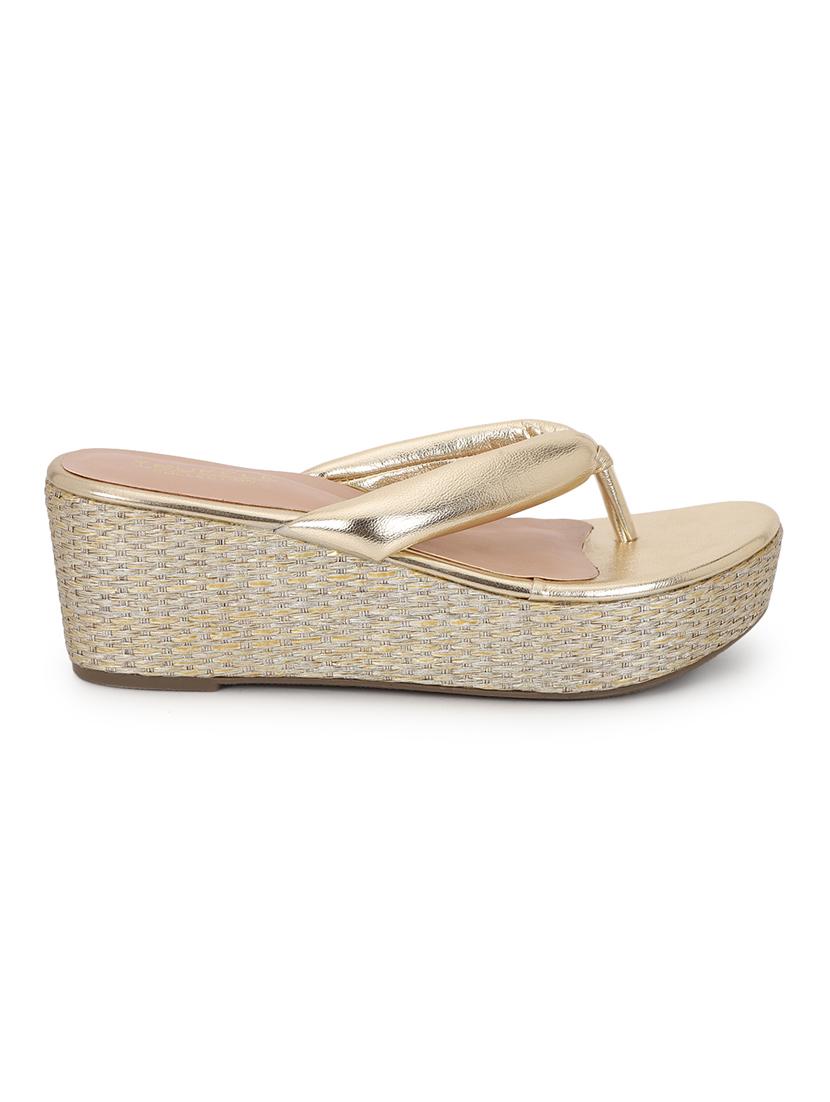 gold slip on sandal - 21180940 - Standard Image - 2
