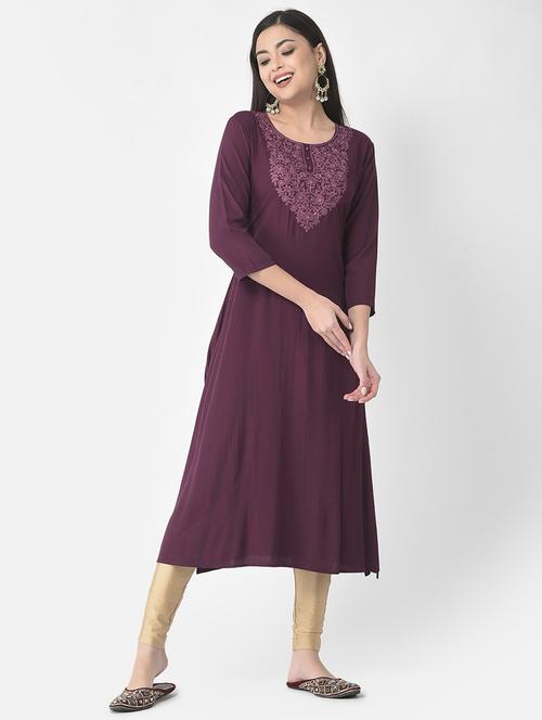 women three quarter sleeve a-line kurta - 21181048 -  Standard Image - 0