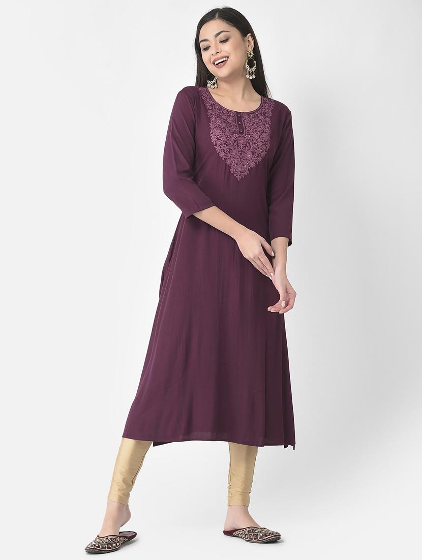 women three quarter sleeve a-line kurta - 21181048 -  Zoom Image - 0