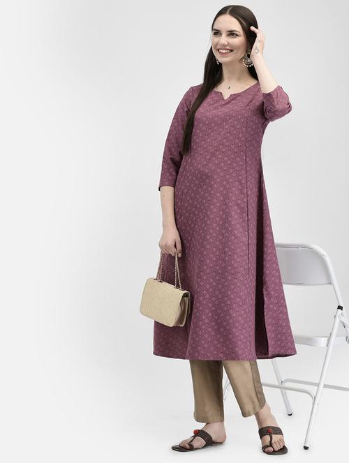 women three quarter sleeve a-line kurta - 21181063 - Standard Image - 0