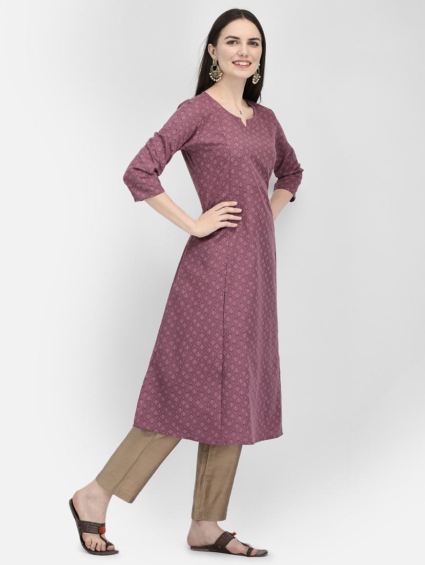 women three quarter sleeve a-line kurta - 21181063 - Standard Image - 2