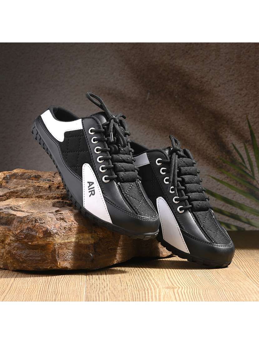 black color block lace up sneakers - 21181363 - Zoom Image - 0
