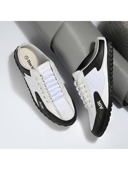 men white color block lace up sneakers - 21181365 - Standard Image - 0