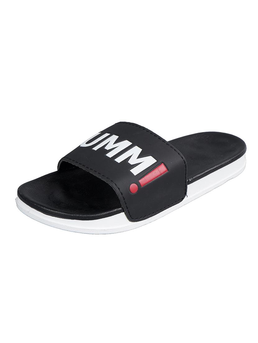 black synthetic slip on flip flops - 21181395 - Standard Image - 2