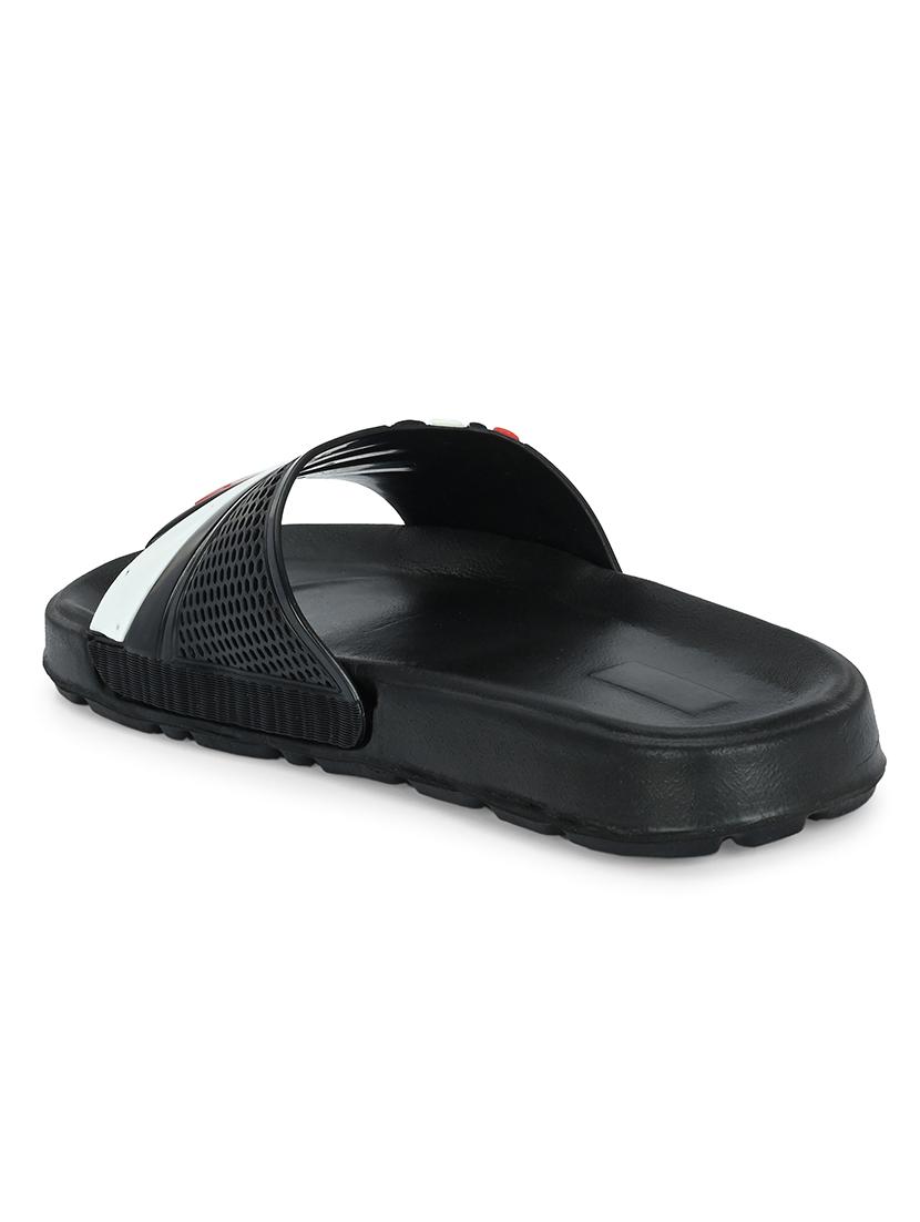 black synthetic slip on flip flops - 21181408 - Standard Image - 2