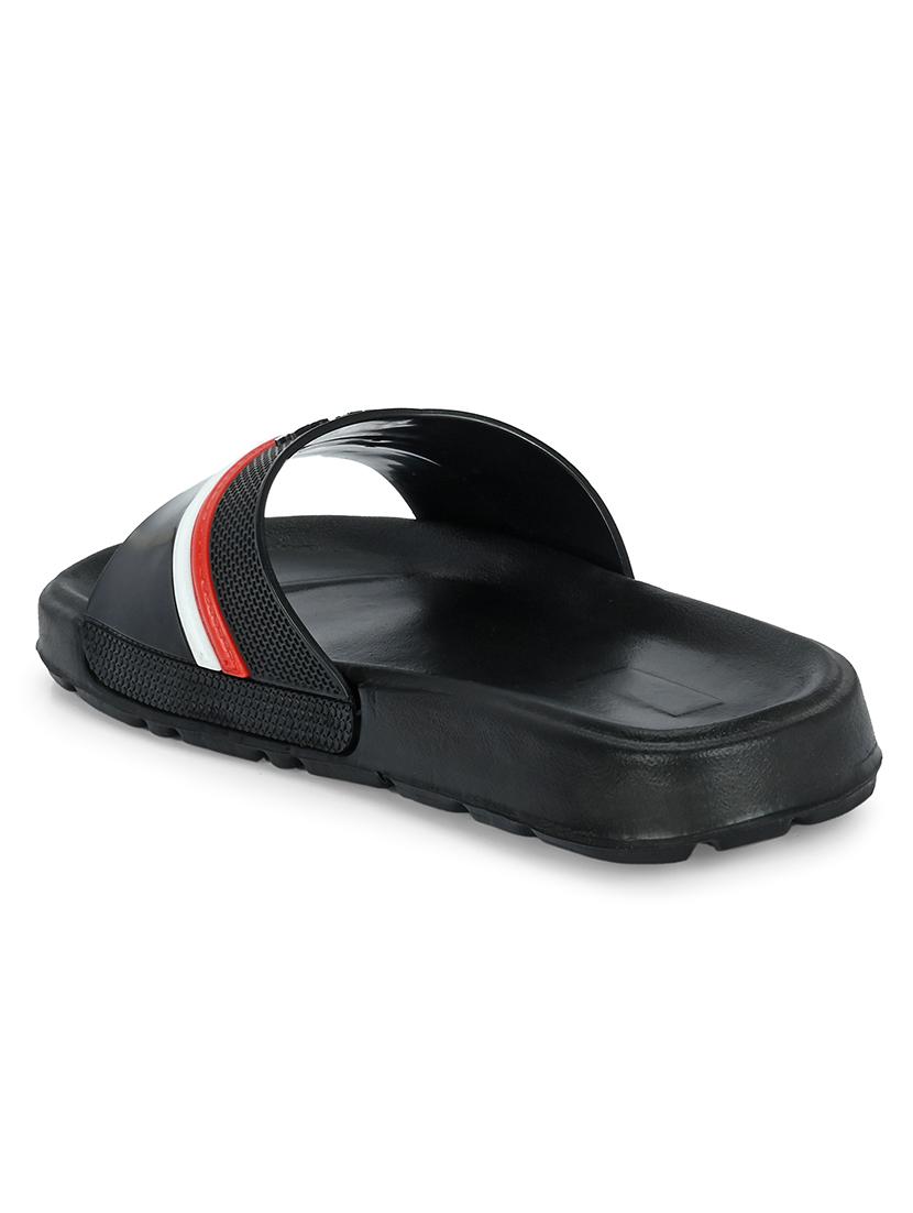 black synthetic slip on flip flops - 21181417 - Standard Image - 2