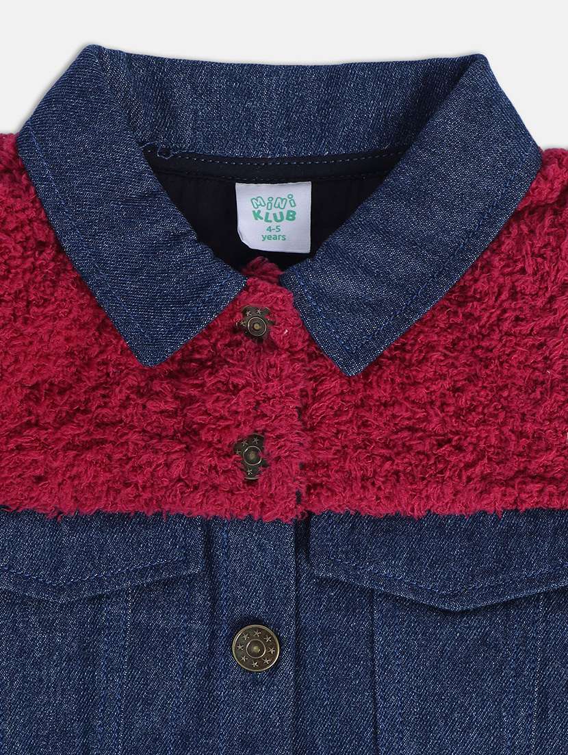 blue colour block long sleeves coats - 21182950 -  Standard Image - 2