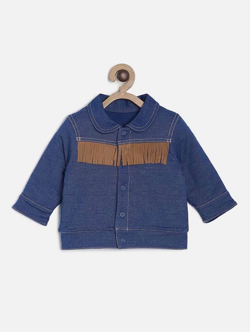 blue cotton regular jackets & coat