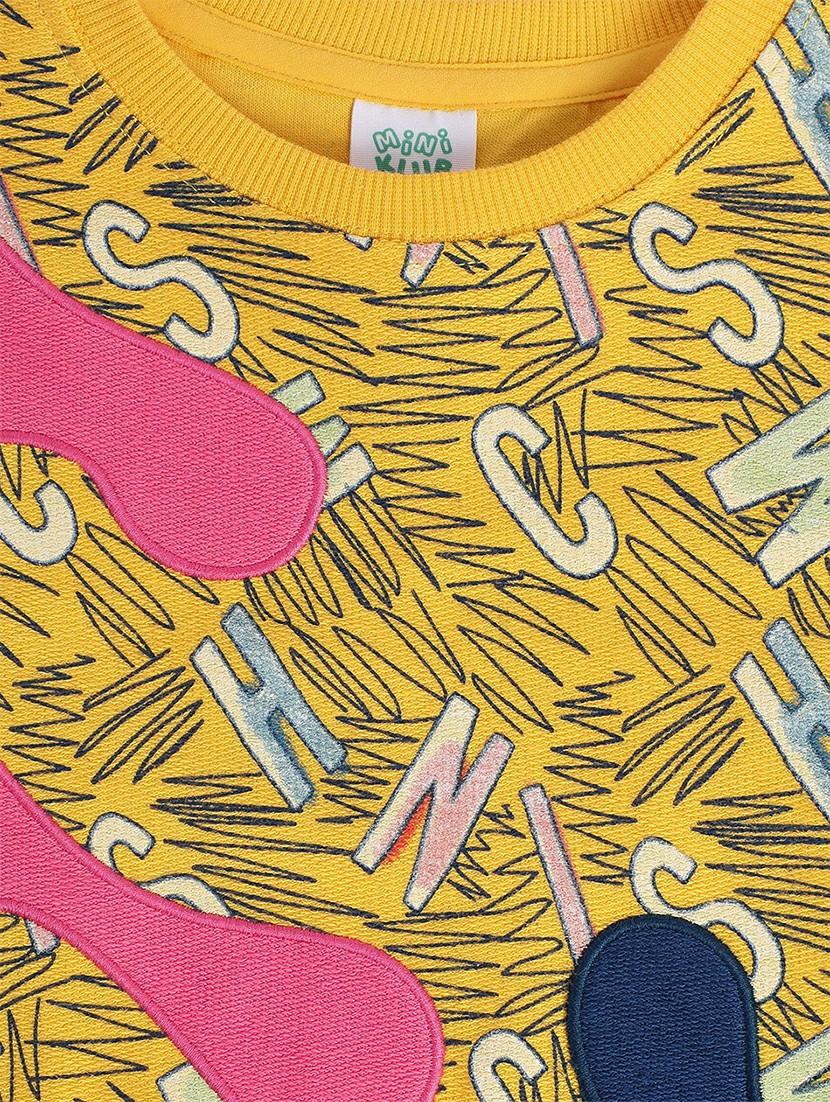 yellow cotton blend all over print sweatshirt - 21183480 - Standard Image - 2