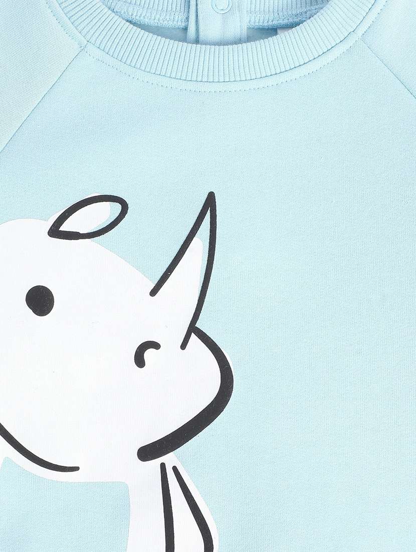 light blue cotton blend front print sweatshirt - 21183493 - Standard Image - 2