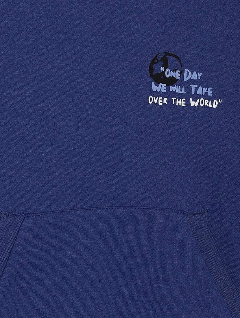 navy blue cotton back print sweatshirt - 21183505 - Standard Image - 2