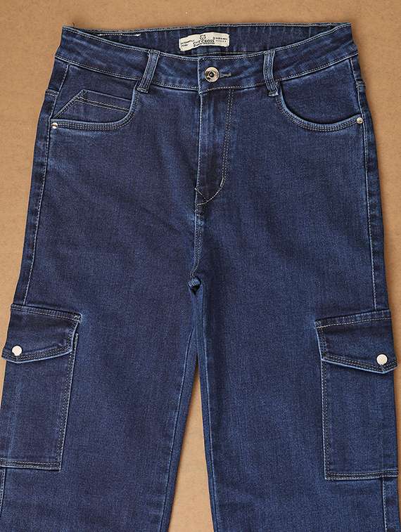 girls blue solids cargos - 21183659 -  Standard Image - 2