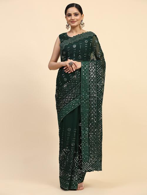 women sequin work georgette saree with blouse - 21183902 - Standard Image - 0