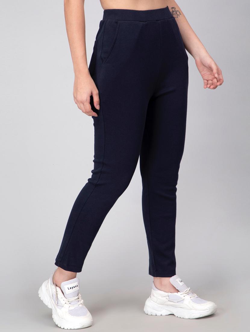 women solid high rise track pant - 21184285 - Standard Image - 2