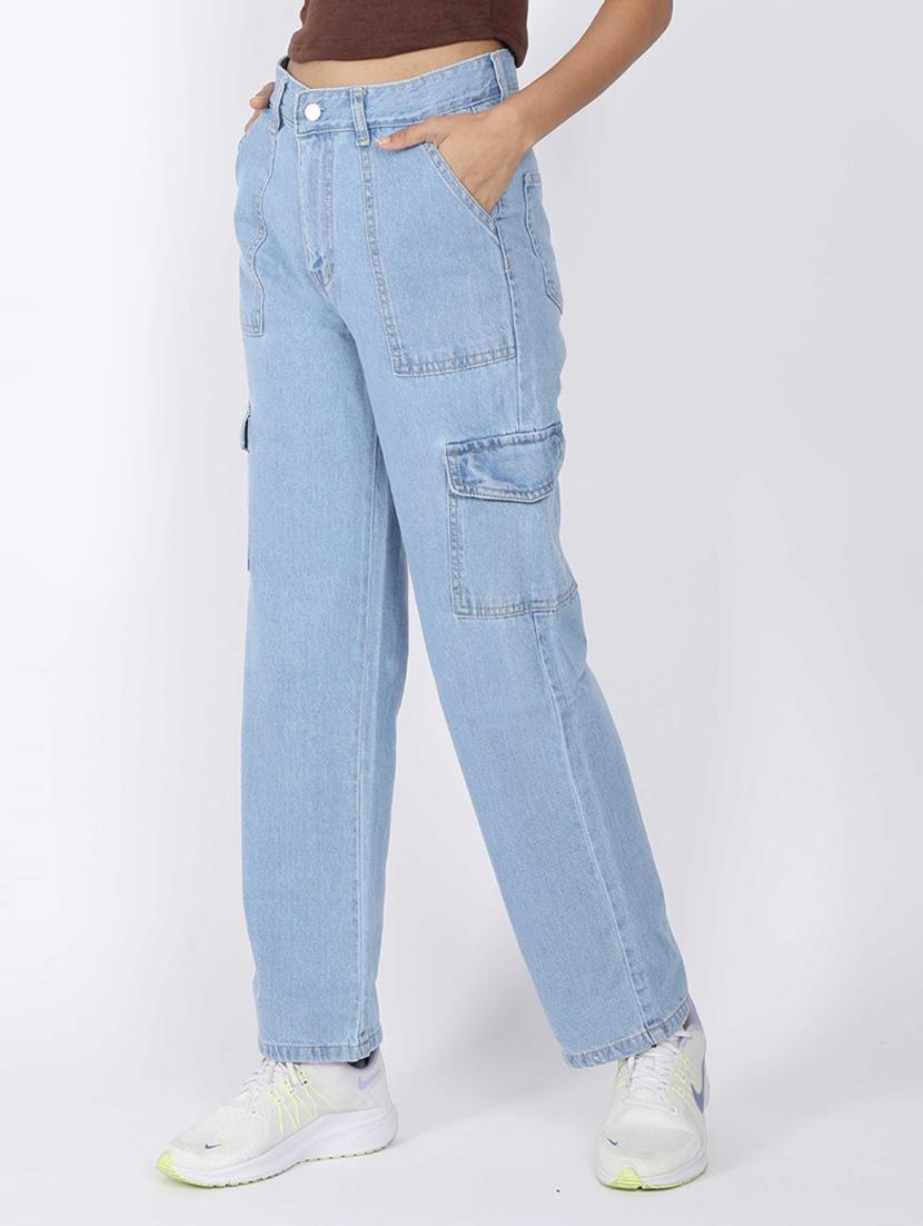light blue solid denim jeans - 21184803 - Standard Image - 2