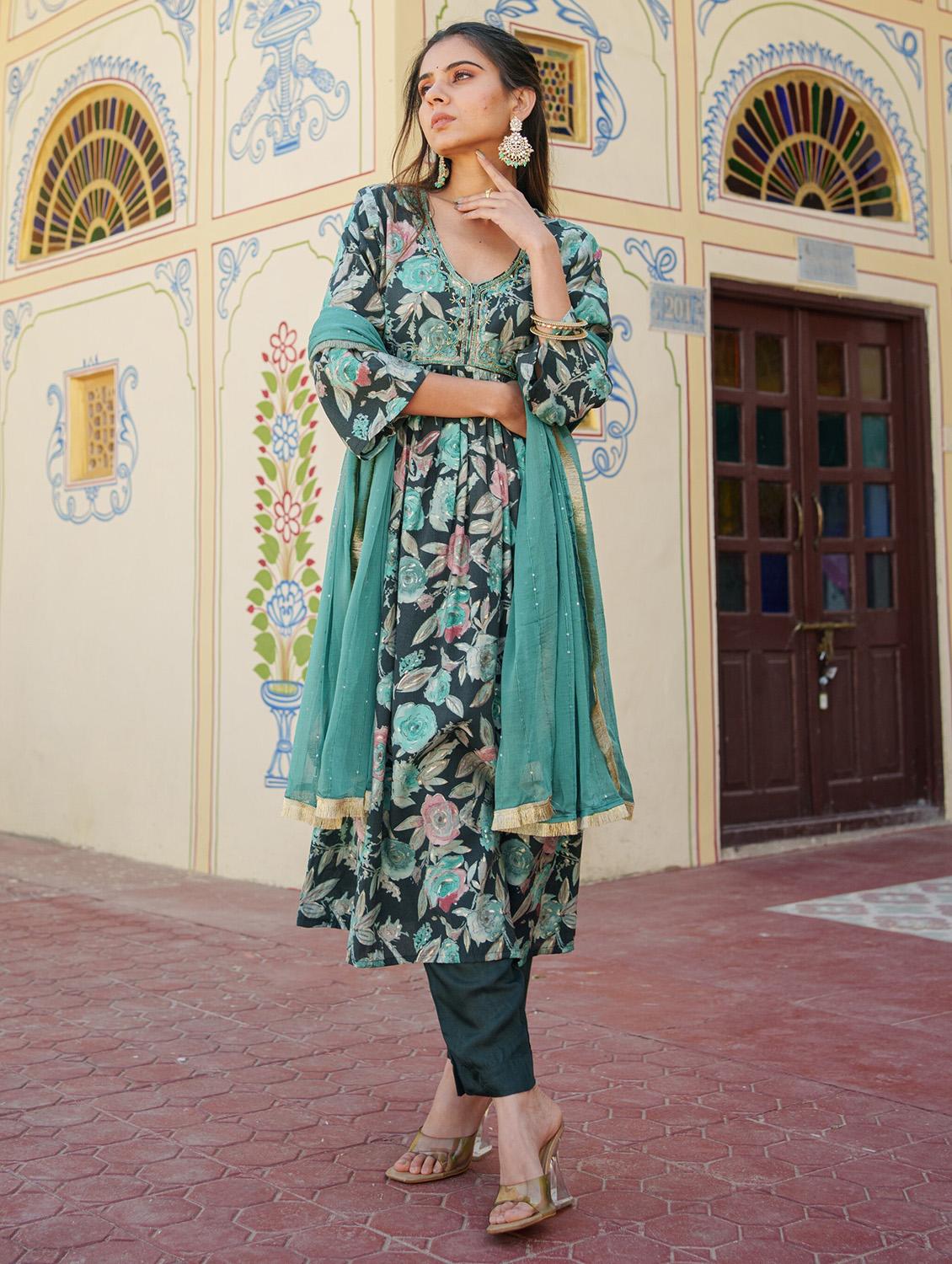 women three quarter sleeve kurta pant with dupatta set - 21185203 - Standard Image - 2
