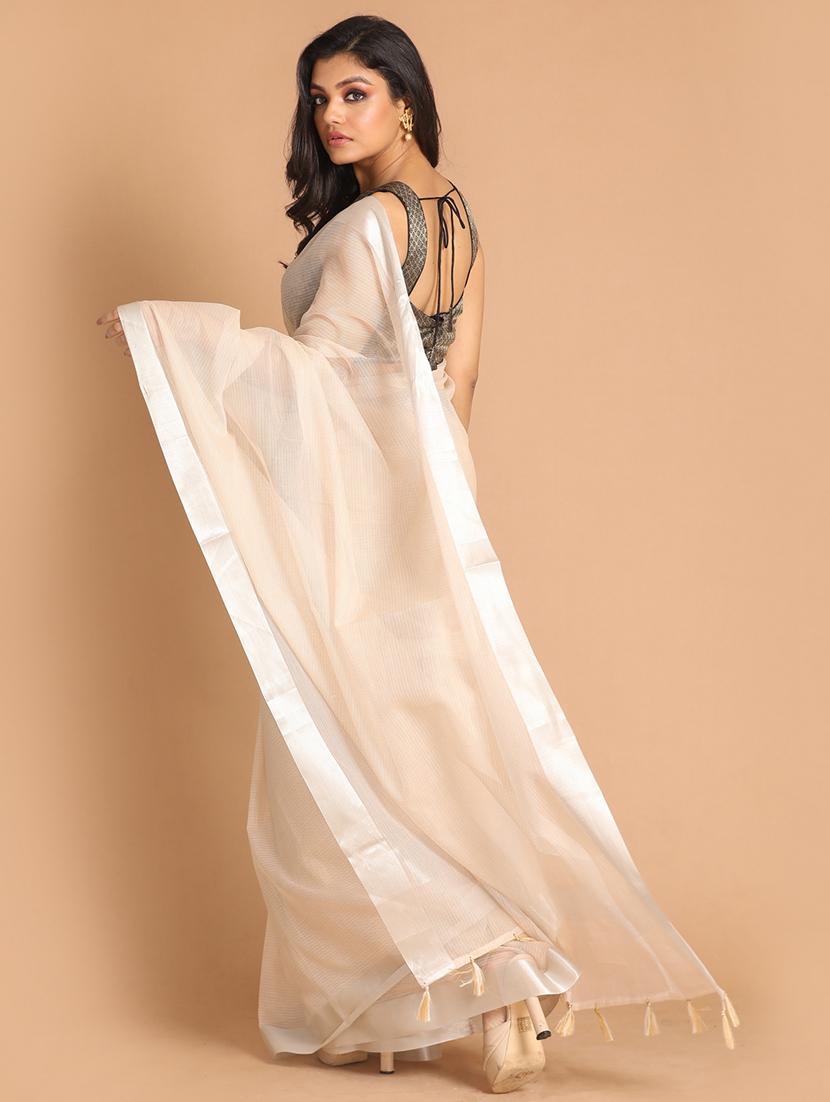 women solid plain saree with blouse - 21185270 - Standard Image - 2