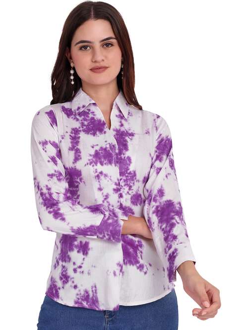 white cotton blend casual top - 21185484 -  Standard Image - 0