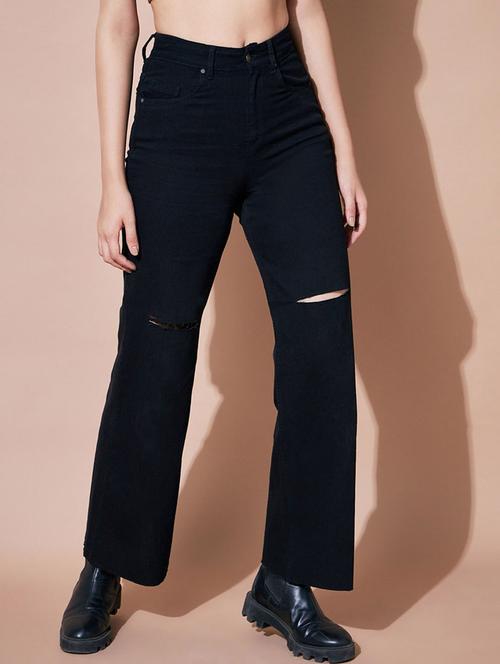 black solid denim jean - 21185501 - Standard Image - 0