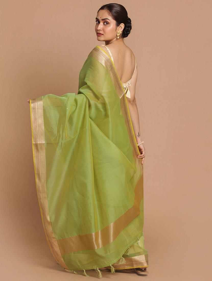 women solid with bordered saree with blouse - 21185548 - Standard Image - 2