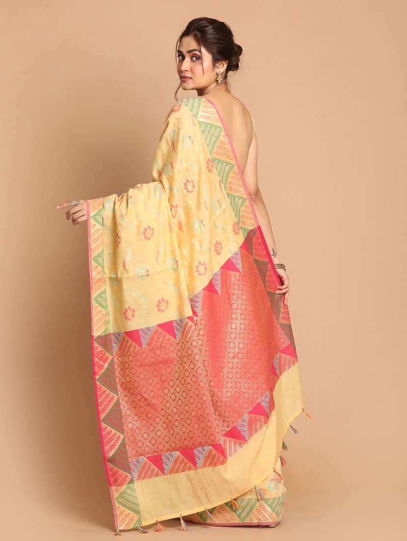 beige liva banarasi saree with blouse - 21185611 -  Standard Image - 2