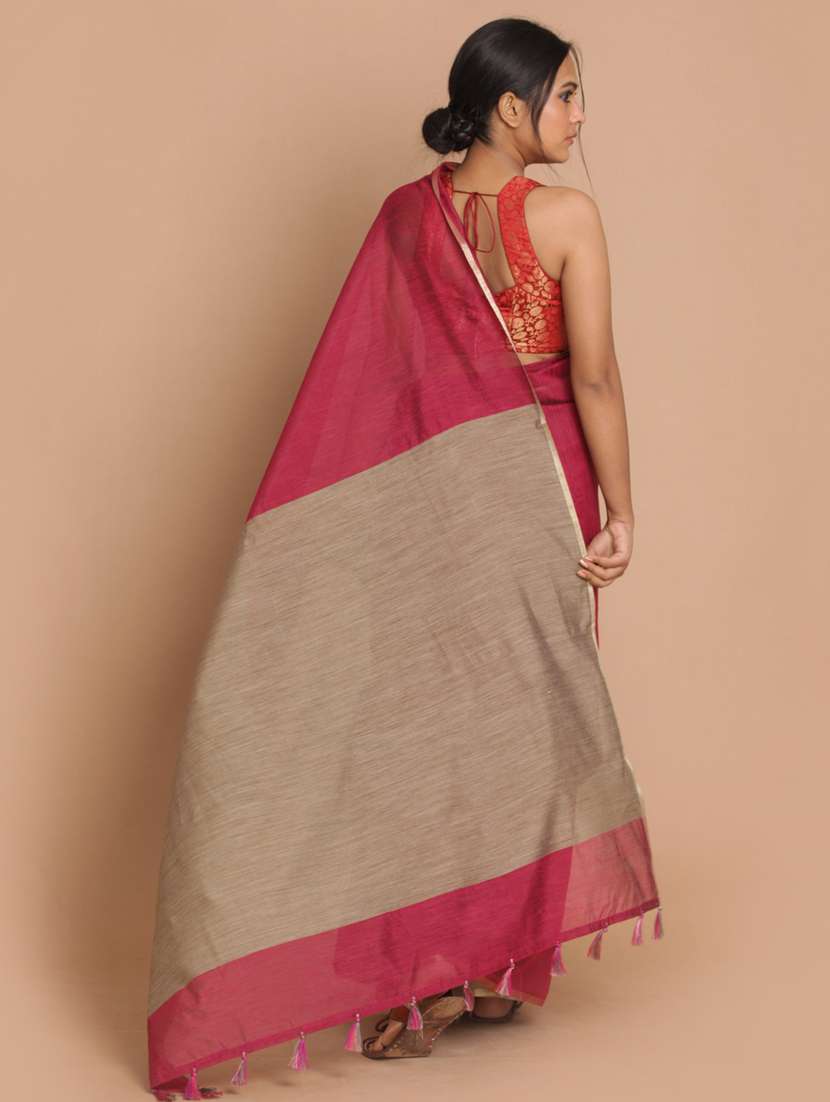 women solid plain saree with blouse - 21185814 -  Standard Image - 2