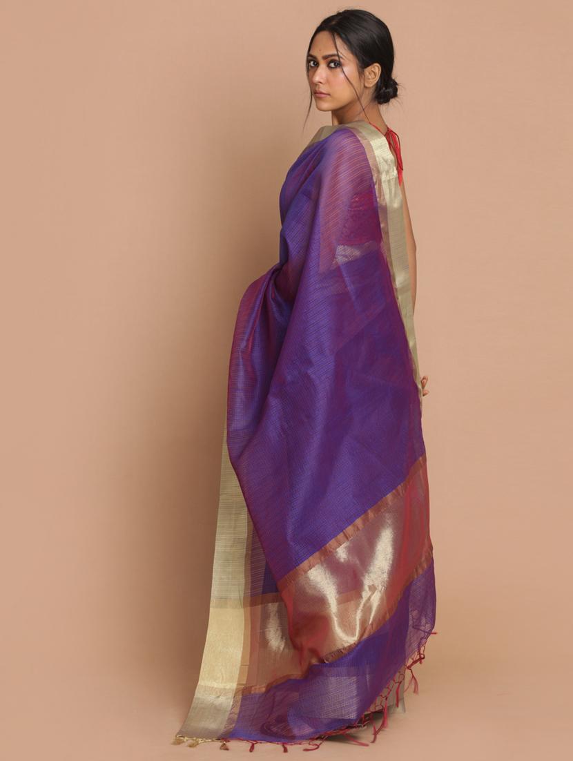 women checkered bordered saree with blouse - 21185846 - Standard Image - 2