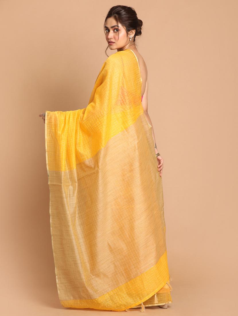 women checkered handloom saree with blouse - 21185865 - Standard Image - 2