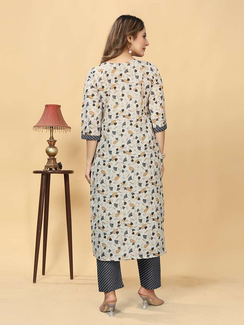 women round neck kurta pant set - 21186104 -  Standard Image - 2