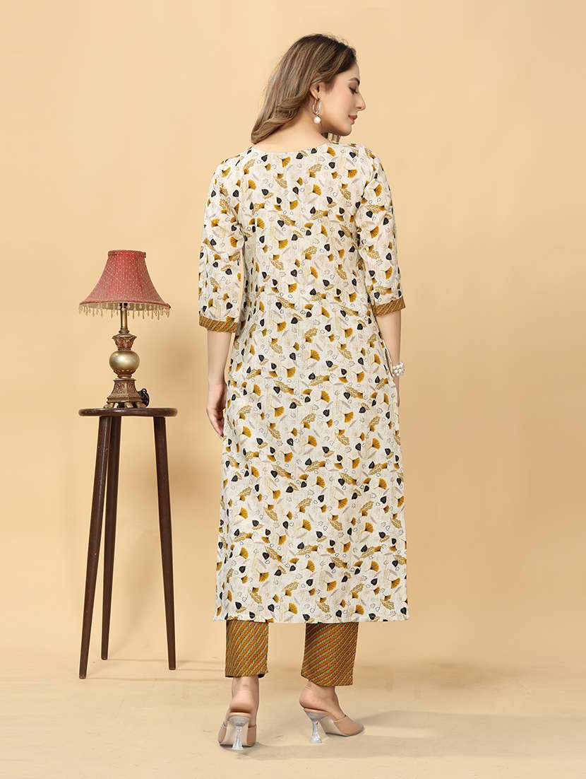 women round neck kurta pant set - 21186105 -  Standard Image - 2
