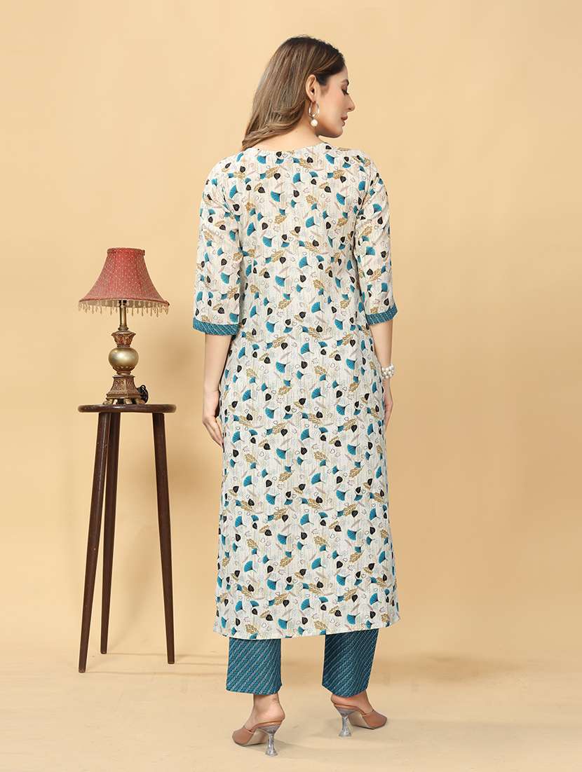 women round neck kurta pant set - 21186106 -  Standard Image - 2